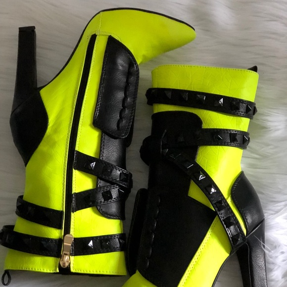 One left!! Neon Studded Heels - Picture 2 of 3